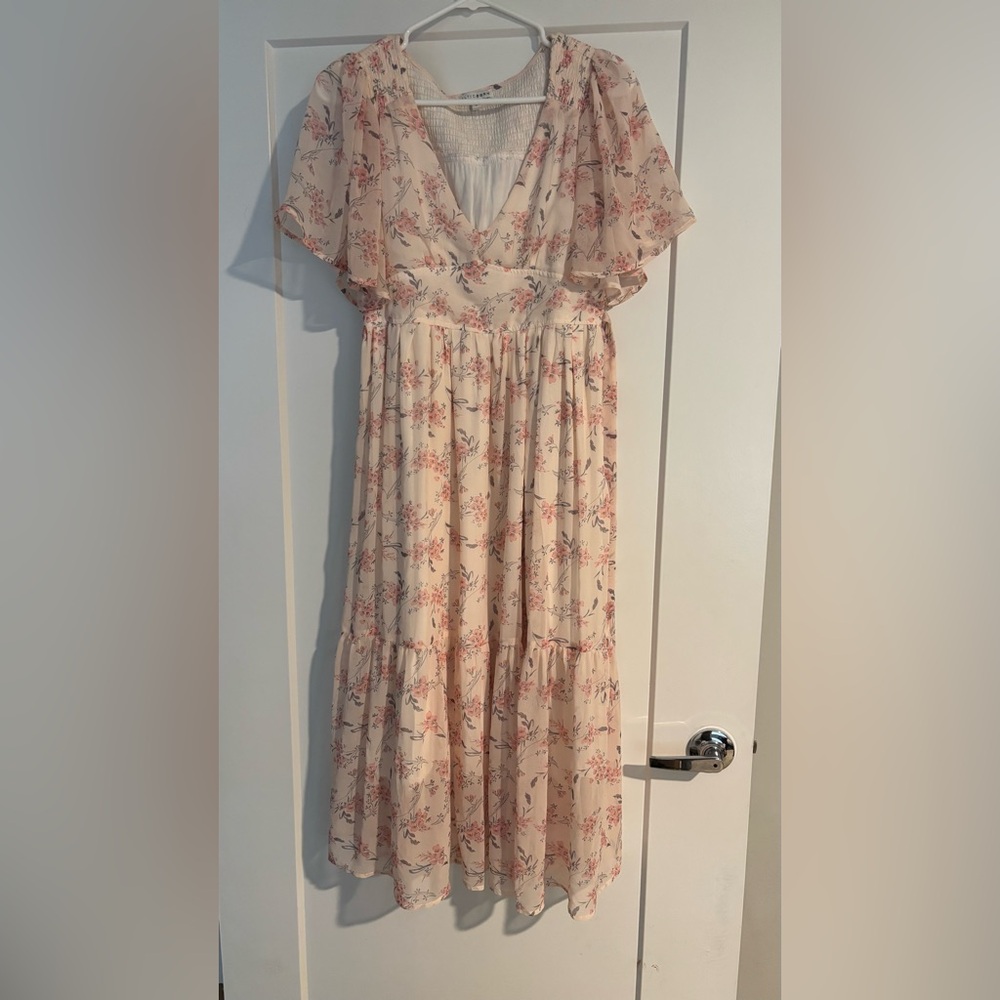 Baltic Born Cream Floral Midi Dress with Pink Accents - Picture 2 of 5
